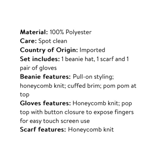 Time And Tru Honeycomb Knit Beanie, Scarf And Gloves Gift Set - Picture 8 of 13